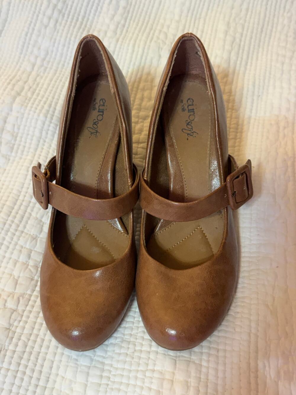 Eurosoft by Sofft Brown Mary Jane Comfort Shoes Women’s 8M Block Heel